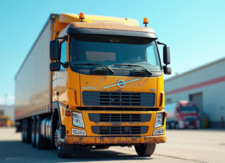 Dénicher un camion poids lourd d’occasion à prix avantageux : astuces et conseils Camion lourd d'occasion dans une cour industrielle en plein soleil