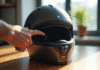 Date de péremption casque moto : comment la trouver facilement ? Casque de moto moderne avec étiquette de date d'expiration
