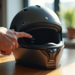 Date de péremption casque moto : comment la trouver facilement ? Casque de moto moderne avec étiquette de date d'expiration