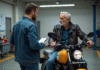 Prix contrôle technique moto : tarif, coût et infos pratiques à connaître ! Motard et technicien lors d'un contrôle moto en centre inspection