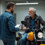 Prix contrôle technique moto : tarif, coût et infos pratiques à connaître ! Motard et technicien lors d'un contrôle moto en centre inspection