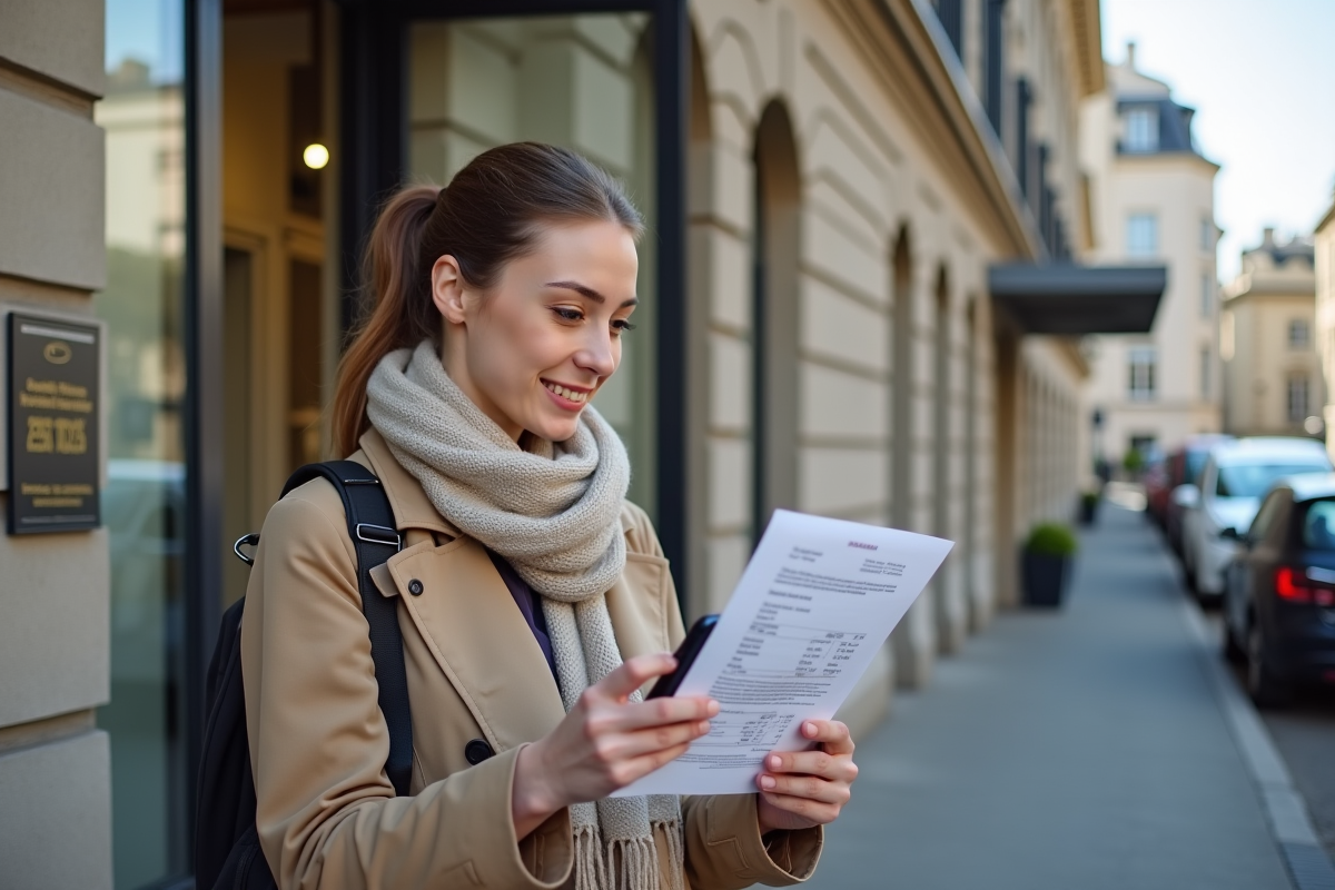 Jeune femme vérifiant un formulaire d