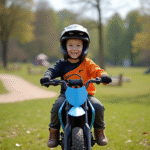 Les meilleurs modèles de moto Piwi en 2025 Garçon de 8 ans souriant en motocross sur une moto moderne