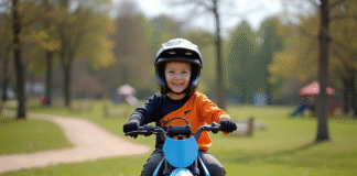 Les meilleurs modèles de moto Piwi en 2025 Garçon de 8 ans souriant en motocross sur une moto moderne