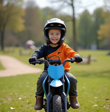 Les meilleurs modèles de moto Piwi en 2025 Garçon de 8 ans souriant en motocross sur une moto moderne