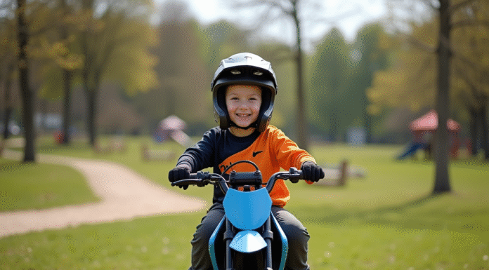 Les meilleurs modèles de moto Piwi en 2025 Garçon de 8 ans souriant en motocross sur une moto moderne