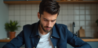 Carte grise : est-ce qu’une photocopie est valable ? Jeune homme examine documents de voiture en cuisine