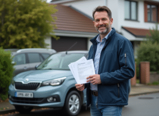 Réparation voiture : comment obtenir le remboursement d’une réparation auto ? Homme debout avec facture de réparation voiture