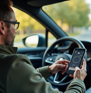 Applications pour se connecter à Citroën : quels sont les indispensables ? Homme détendu utilisant smartphone dans voiture moderne