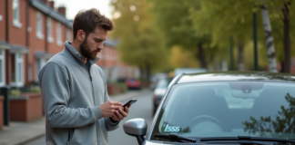 Assurance au km : quel est son prix ? Comparatif et conseils Homme en veste grise vérifiant le kilométrage de sa voiture