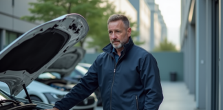 Avenir des moteurs à combustion : enjeux et perspectives à l’étude Ingénieur automobile homme examinant un moteur en extérieur