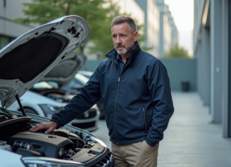 Avenir des moteurs à combustion : enjeux et perspectives à l’étude Ingénieur automobile homme examinant un moteur en extérieur