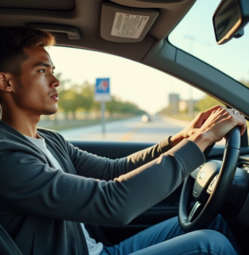Les règles essentielles à connaître pour bien conduire en tant que jeune conducteur Jeune conducteur confiant au volant d'une voiture moderne