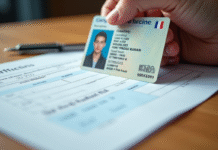 Permis de conduire français sur un bureau avec stylo et formulaire