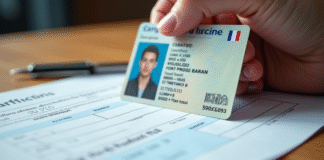Permis de conduire français sur un bureau avec stylo et formulaire