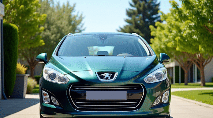 Peugeot 308 de 2015 : quelles options pour quel budget ? Voiture Peugeot 308 2015 en extérieur dans une allée ensoleillée