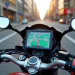 GPS moto : avantages, utilité et fonctionnalités en 2025 Tableau de bord moto avec GPS numérique en ville