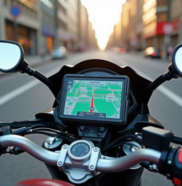 Tableau de bord moto avec GPS numérique en ville